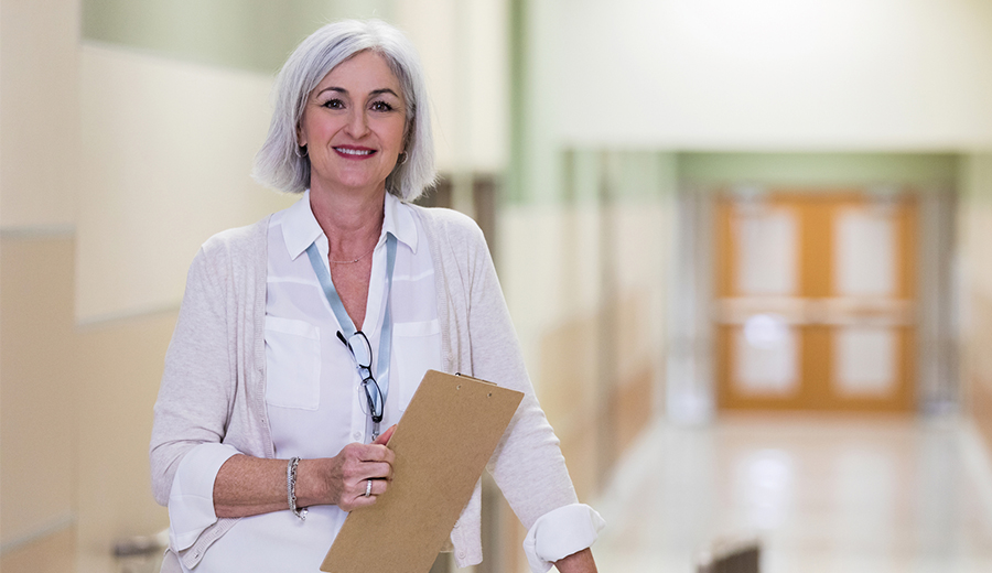 female nurse with clipboard