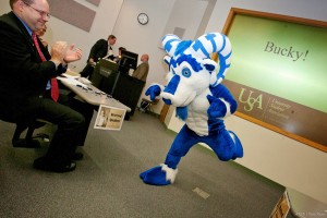 ATSU's new mascot Bucky, the Ram of Reason