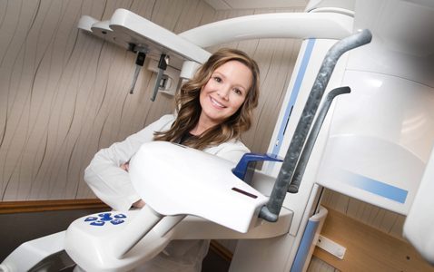 Dr. Tisha Kice-Briggs in the X-ray room at her practice
