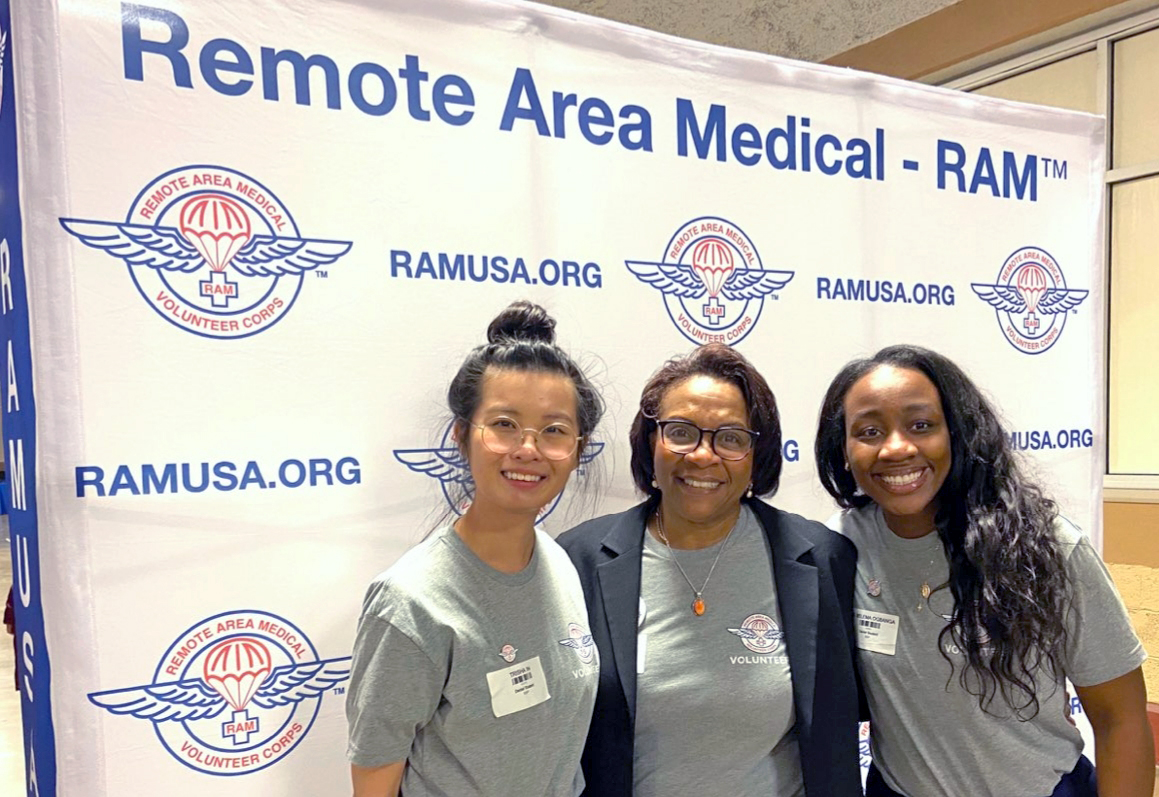 From left, ATSU-ASDOH student Trisha In, D1; Kim Perry, DDS, MSCS, FACD, associate vice president, strategic university partnerships; and Belema Ogbanga, D3