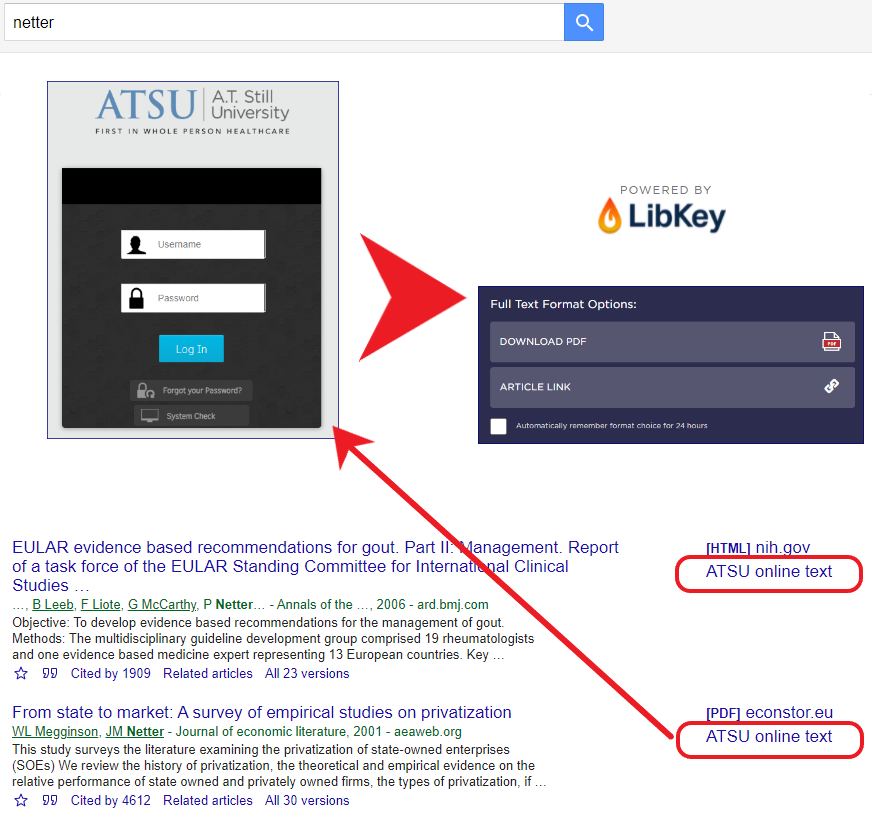 How to use Google Scholar with your ATSU login