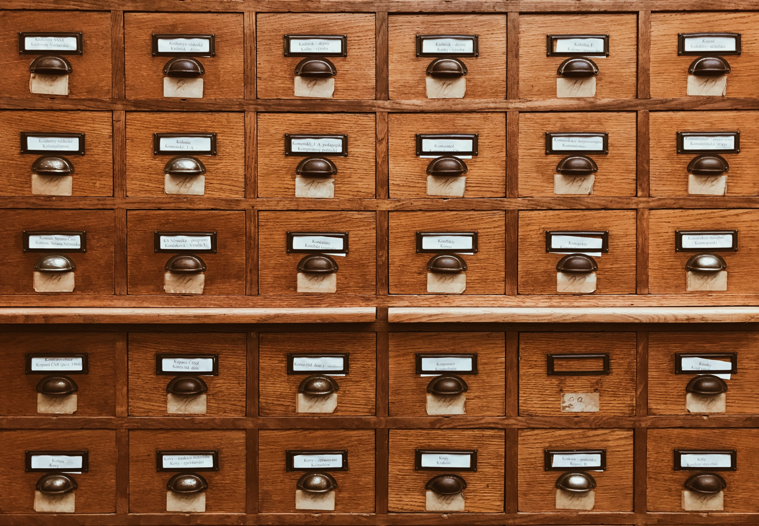 A library card catalog