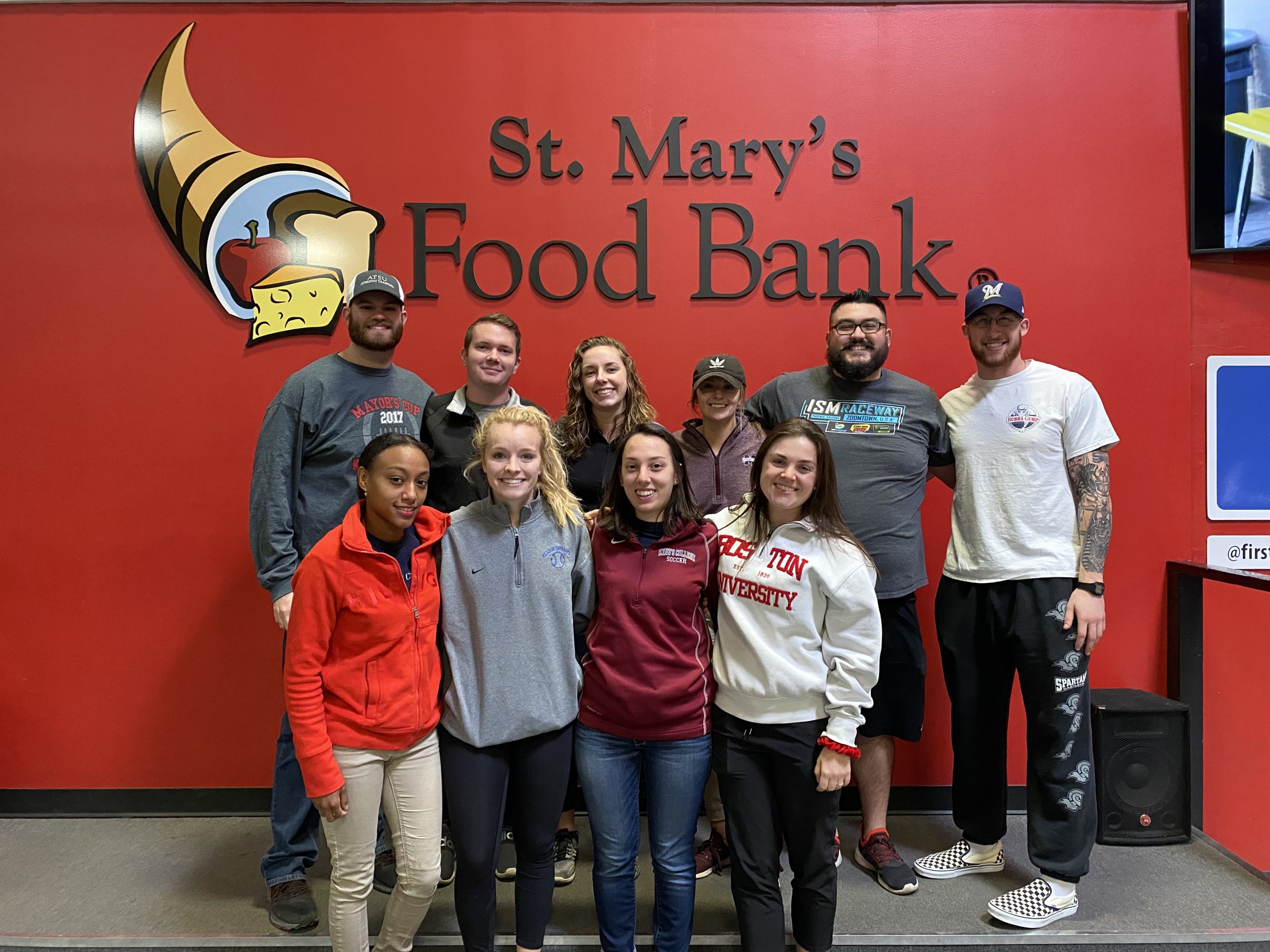 Athletic training students at the St. Mary's Food Bank.