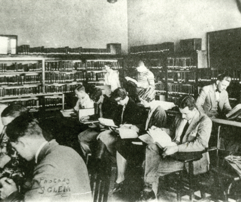 Students studying in the library.
Museum of Osteopathic Medicine, Kirksville, Missouri [1994.1599.75]