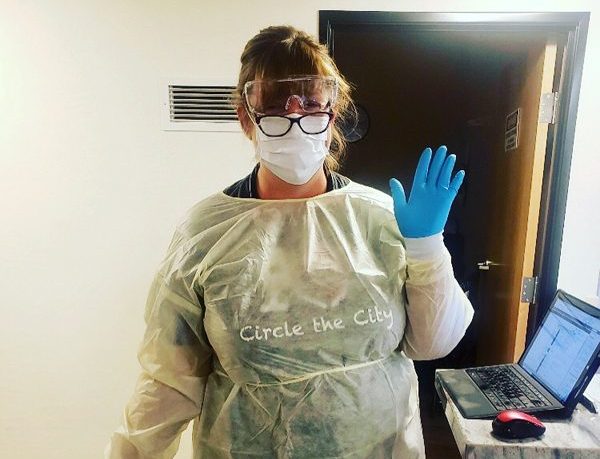 Tessa Tibben wearing PPE in a clinic