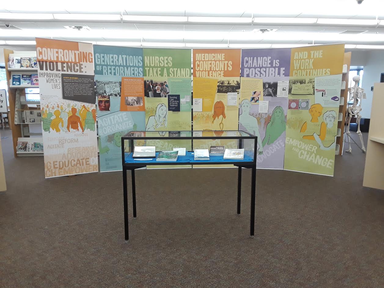 six banners on display in A.T. Still Memorial Library