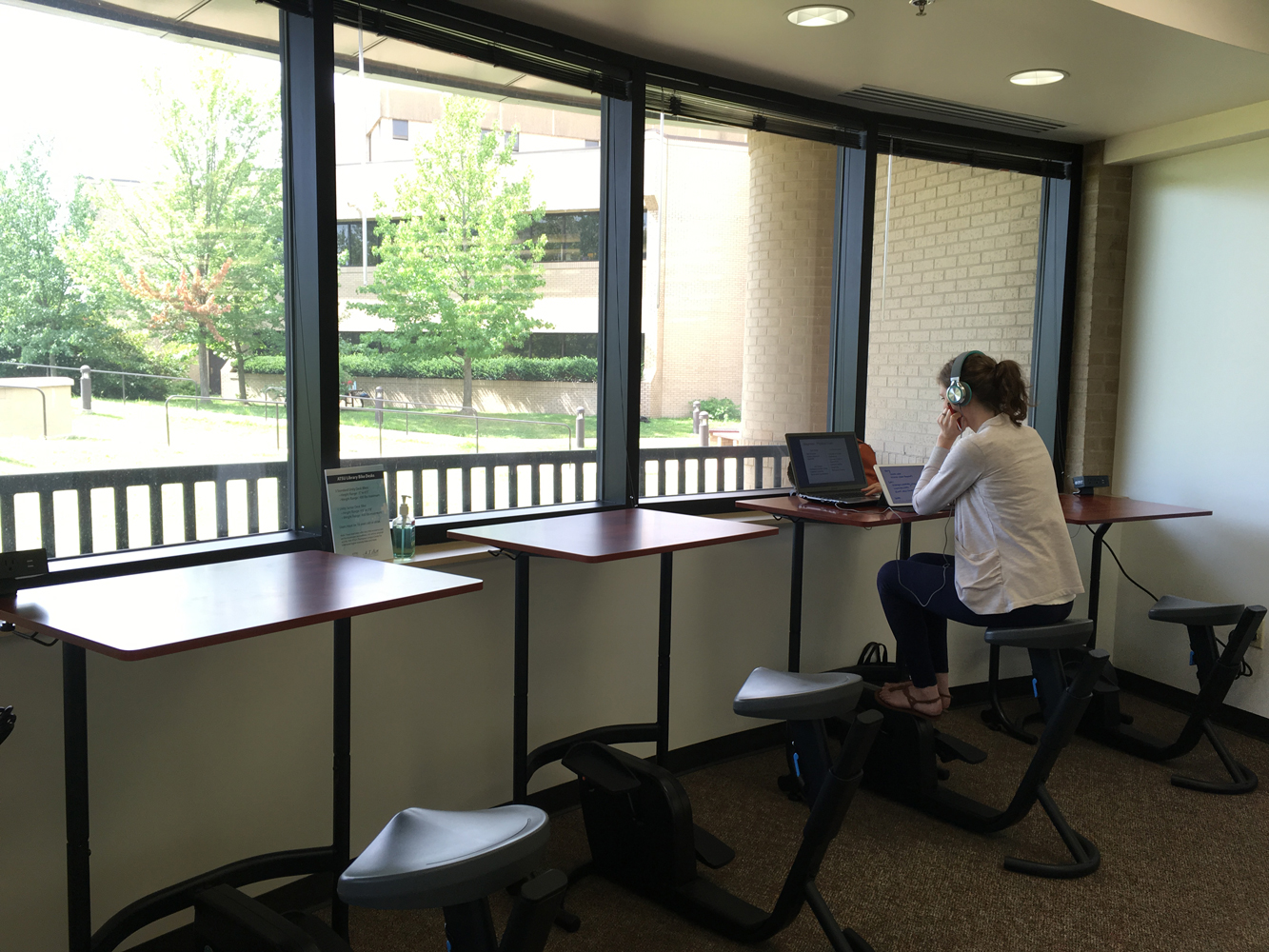 new desk bikes in the library