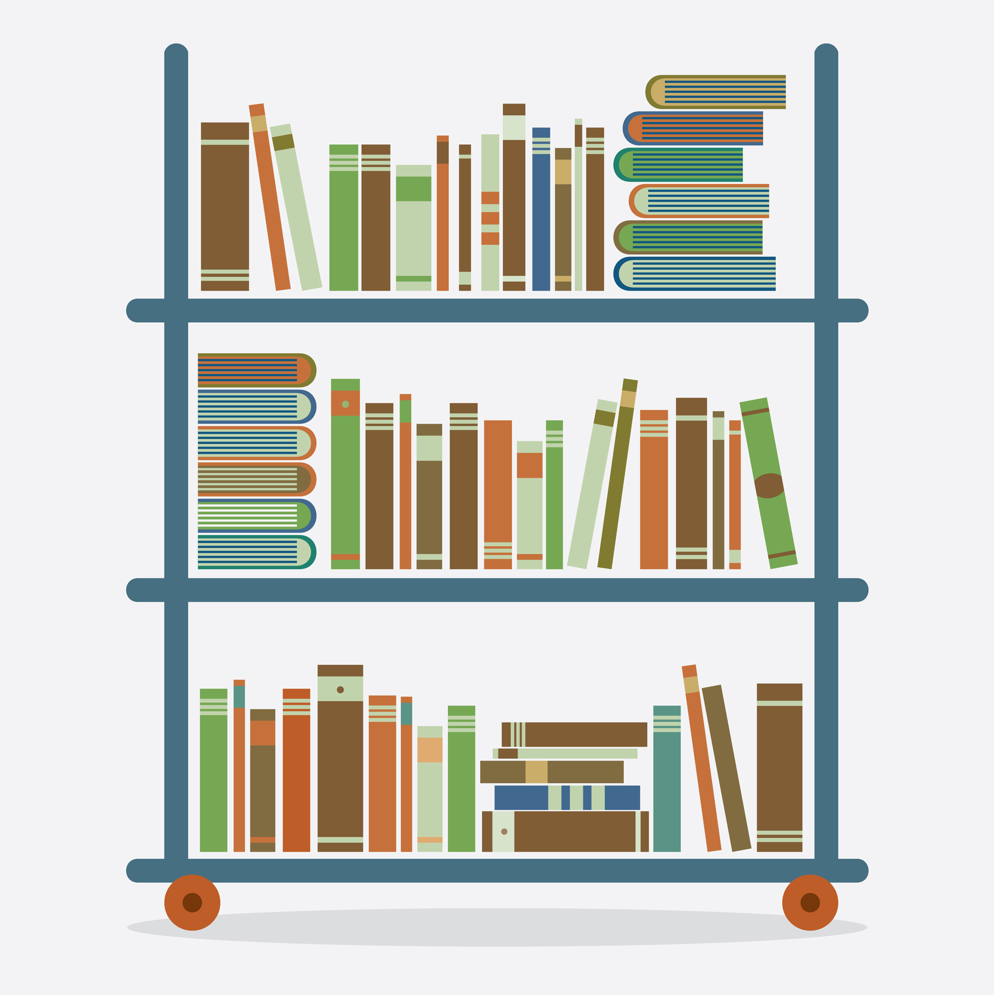 A drawing of a library cart