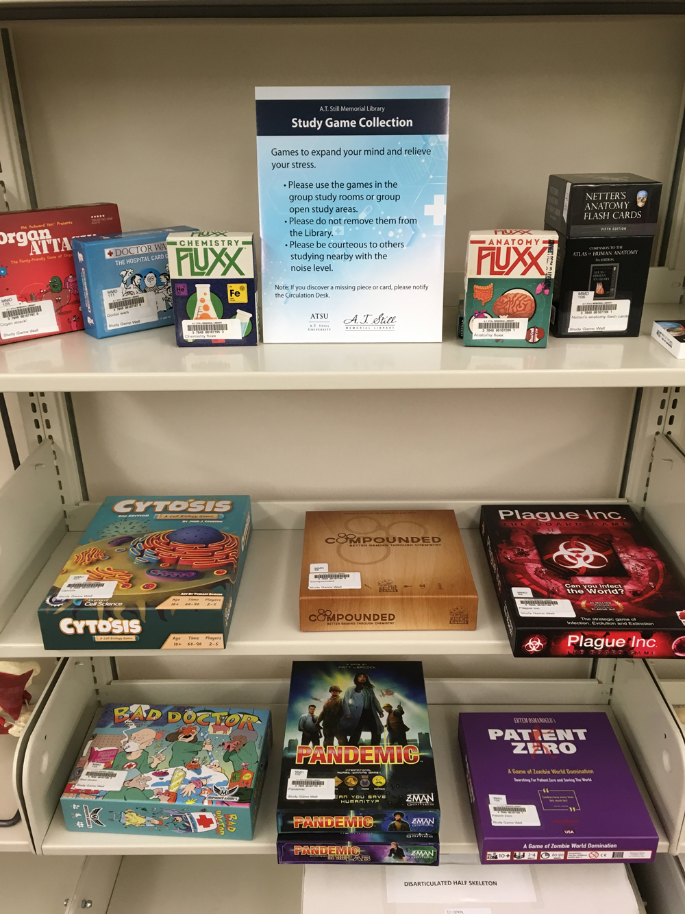 New board games on display at the library